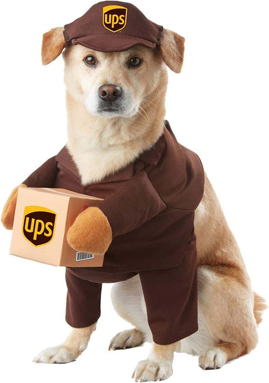 "Adorable UPS Dog Costume - Size L - Perfect for Halloween or Dress-Up!"